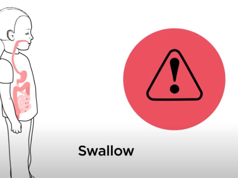 what happens if kids swallow battery